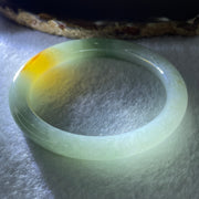 Natural Type A Light Green with Yellow Brown Patch Jadeite Bangle 38.72g Inner Diameter 56.5mm Thickness 8.7 by 8.6mm (Internal Lines) - Huangs Jadeite and Jewelry Pte Ltd