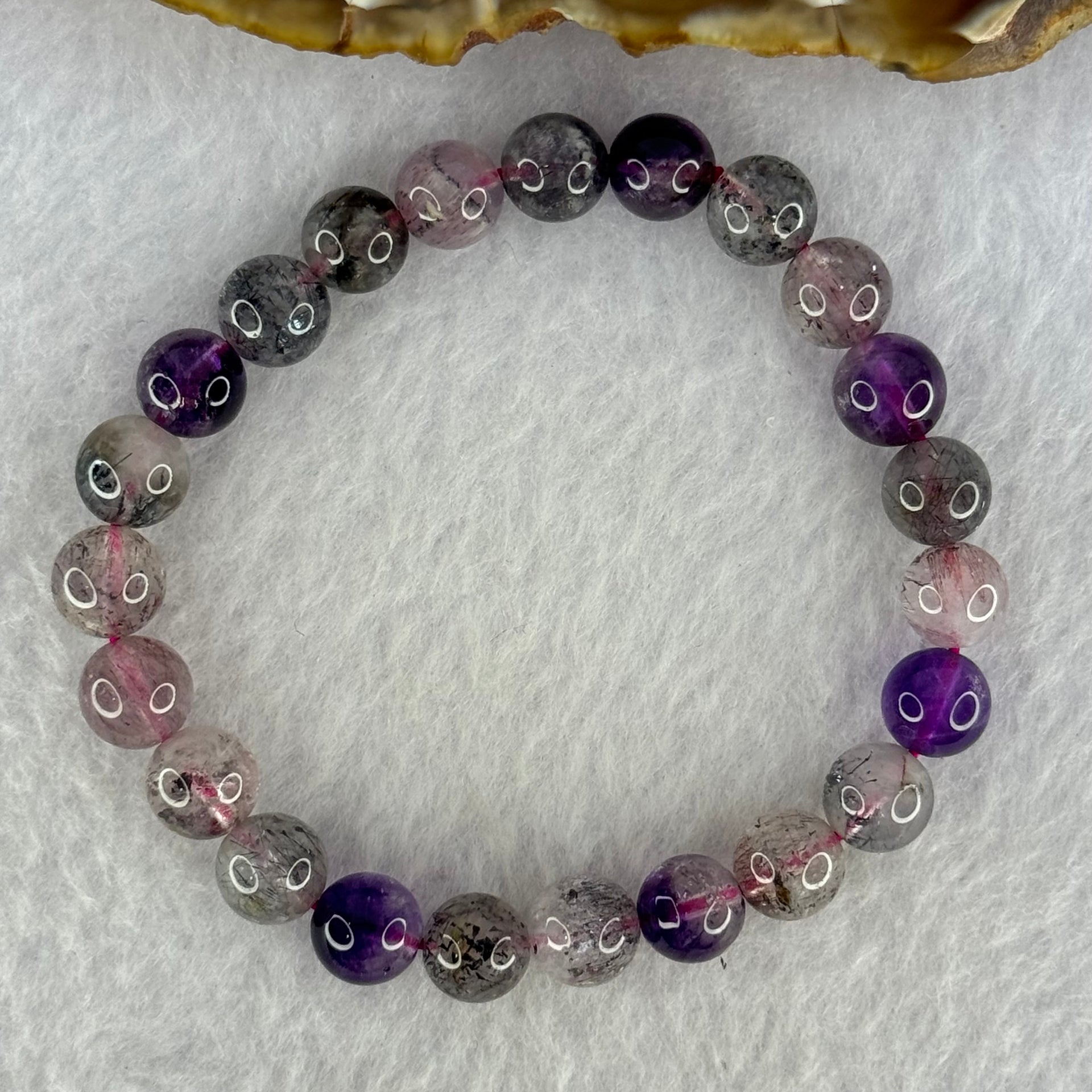 Natural Super 7 Beads Bracelet 17.50g 15.5cm 8.5mm 23 Beads - Huangs Jadeite and Jewelry Pte Ltd