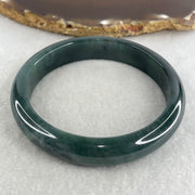 Certified Natural Type A Dark Blueish Green Jadeite Bangle | 60.5mm Inner Diameter (53.88g 12.3x17.4mm | Perfect Flawless | Plush Depth Contour | Sovereign Wisdom & Energy Shield) - Huangs Jadeite and Jewelry Pte Ltd