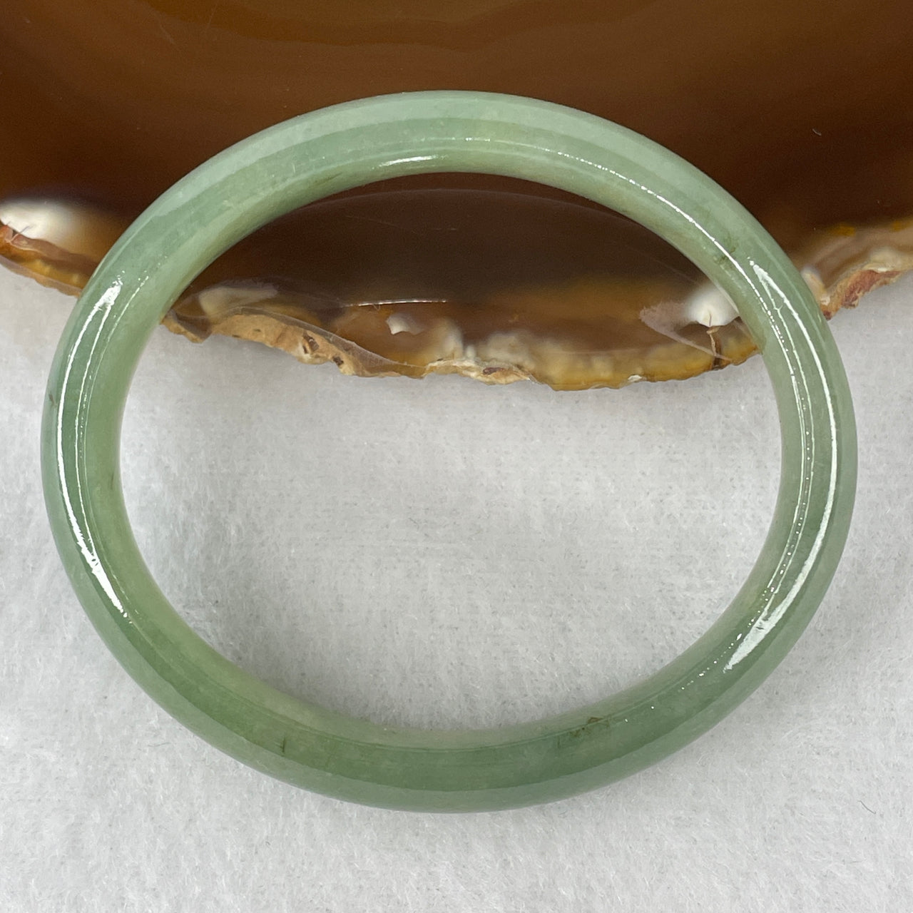 Natural Type A Jelly Blueish Green Jadeite Oval Bangle | 100% Untreated Fine Fei Cui Oval Bracelet (35.04g | 53.2mm Inner Diameter | 12.5mm × 6.5mm) (Close to Perfect)