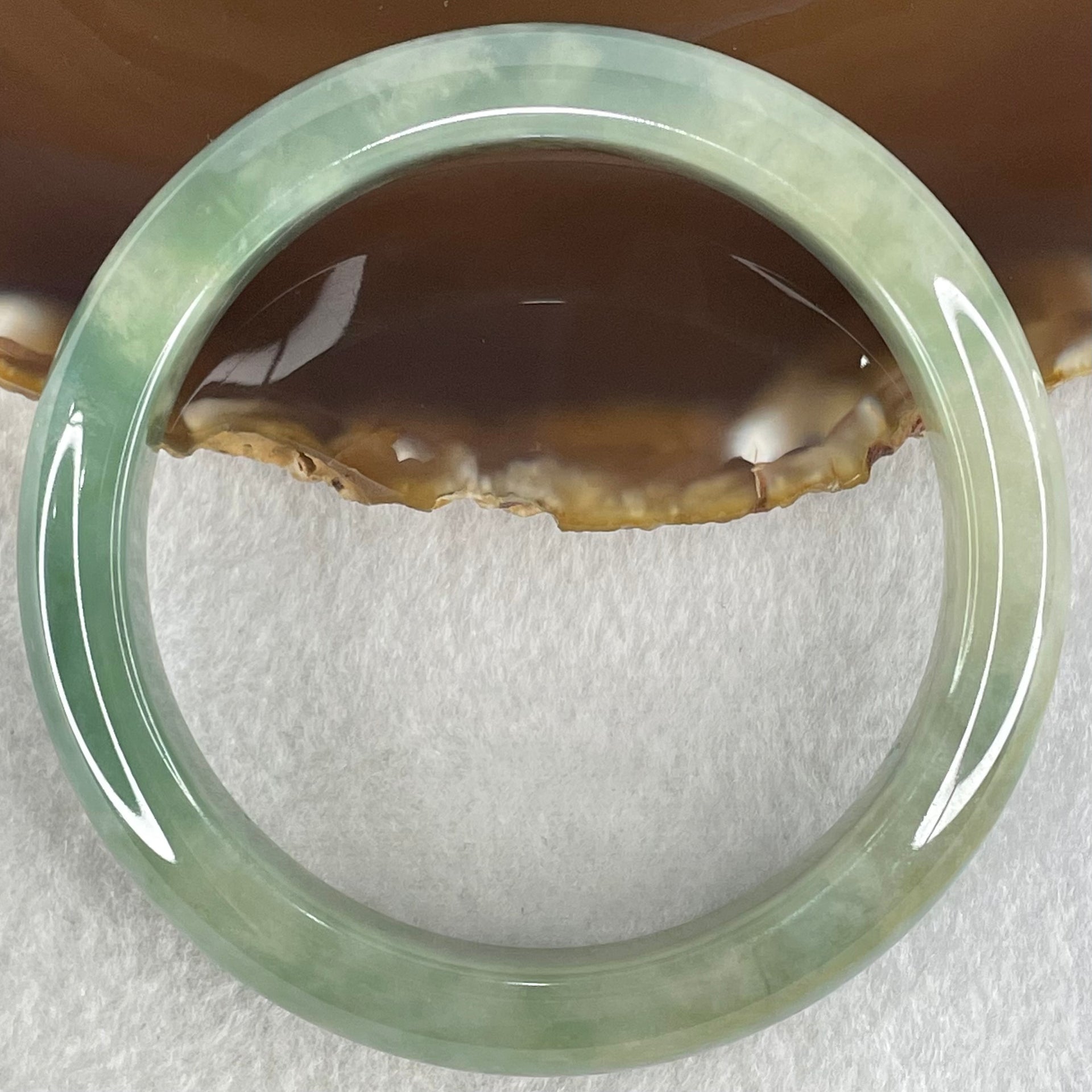 Type A Blueish Green Jadeite Bangle 62.80g Internal Diameter 59.4mm 12.7 by 8.6mm (External and Internal Lines) - Huangs Jadeite and Jewelry Pte Ltd
