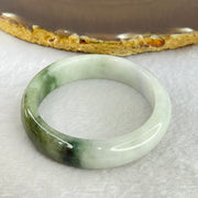 Type A Faint Lavender and Moss Green Jadeite Oval Bangle Internal Diameter 55.2mm 38.79g 11.6 by 8.7mm (Slight Fine Internal Lines) - Huangs Jadeite and Jewelry Pte Ltd