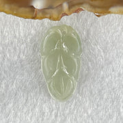 Type A Semi Icy Light Blueish Green Jadeite Leaf Pendant 2.06g 26.7 by 15.0 by 3.5mm - Huangs Jadeite and Jewelry Pte Ltd