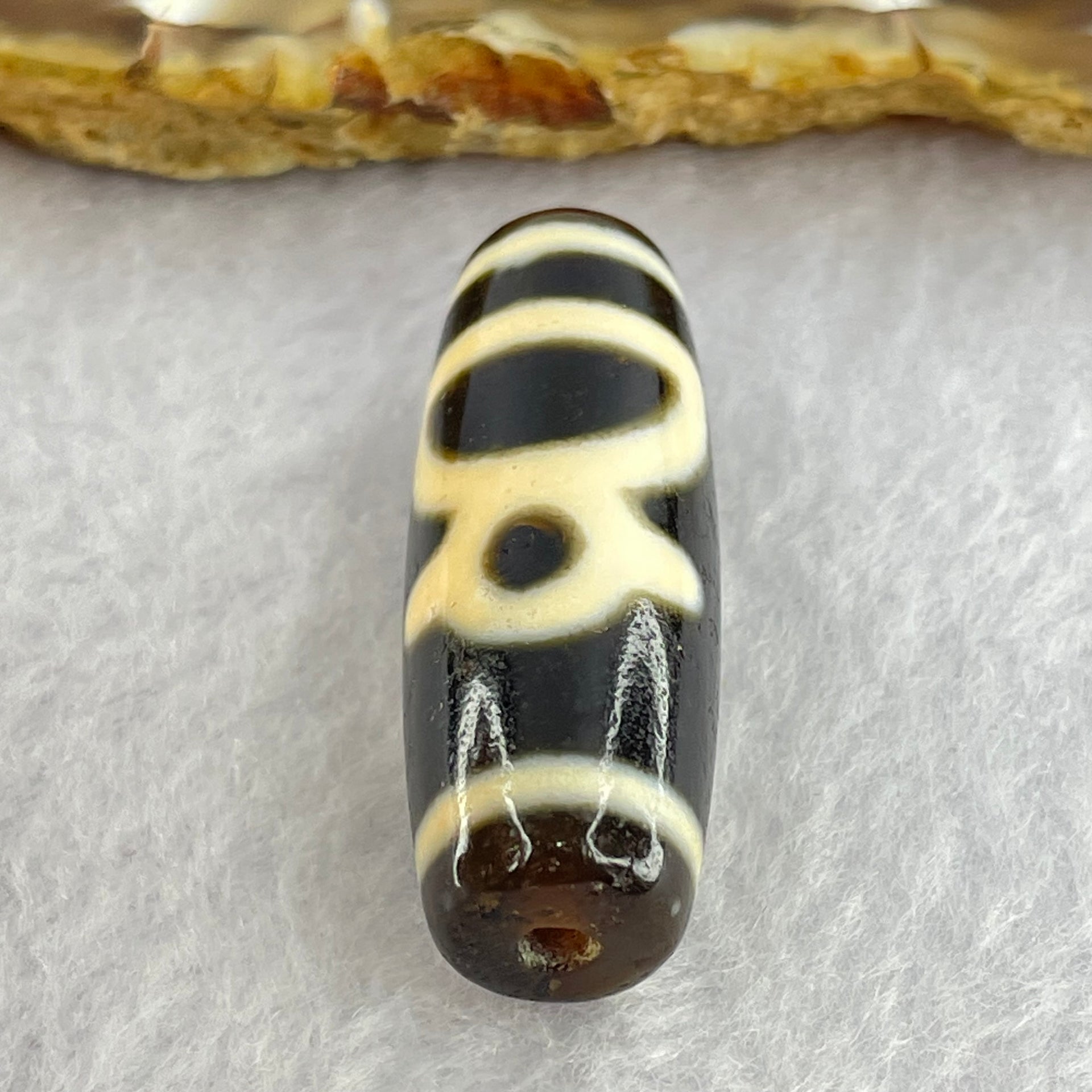 Natural Powerful Tibetan Old Oily Agate 3 Cai Shen Dzi Bead Heavenly Master (Tian Zhu) 10.64g 38.2 by 13.2mm - Huangs Jadeite and Jewelry Pte Ltd