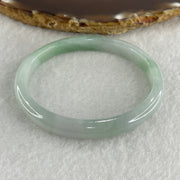 Certified Type A Light Green with Green Patches Jadeite Oval Bangle Internal Diameter 54.3mm 20.69g 7.5 by 6.4mm ( Very Slight Internal Lines ) - Huangs Jadeite and Jewelry Pte Ltd