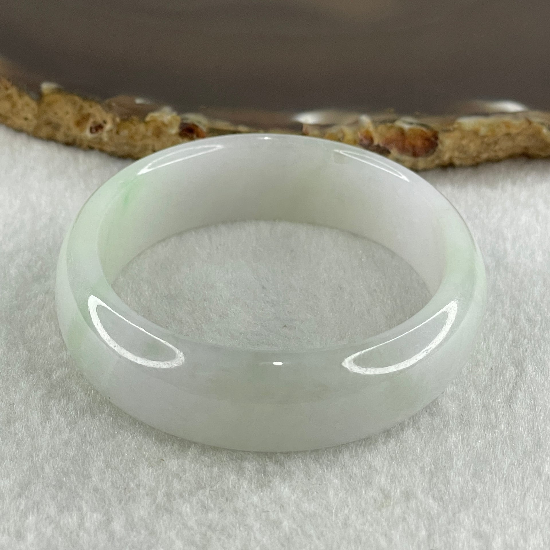 Type A Natural Light Green with Faint Lavender Jadeite Oval Bangle 39.14g Inner Diameter 53.6mm 14.0 by 6.0mm (Slight Internal Line) - Huangs Jadeite and Jewelry Pte Ltd