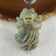 Type A Green with Yellow Patches Jadeite Dragon Pendant 97.19g 57.7 by 34.2 by 34.4mm - Huangs Jadeite and Jewelry Pte Ltd