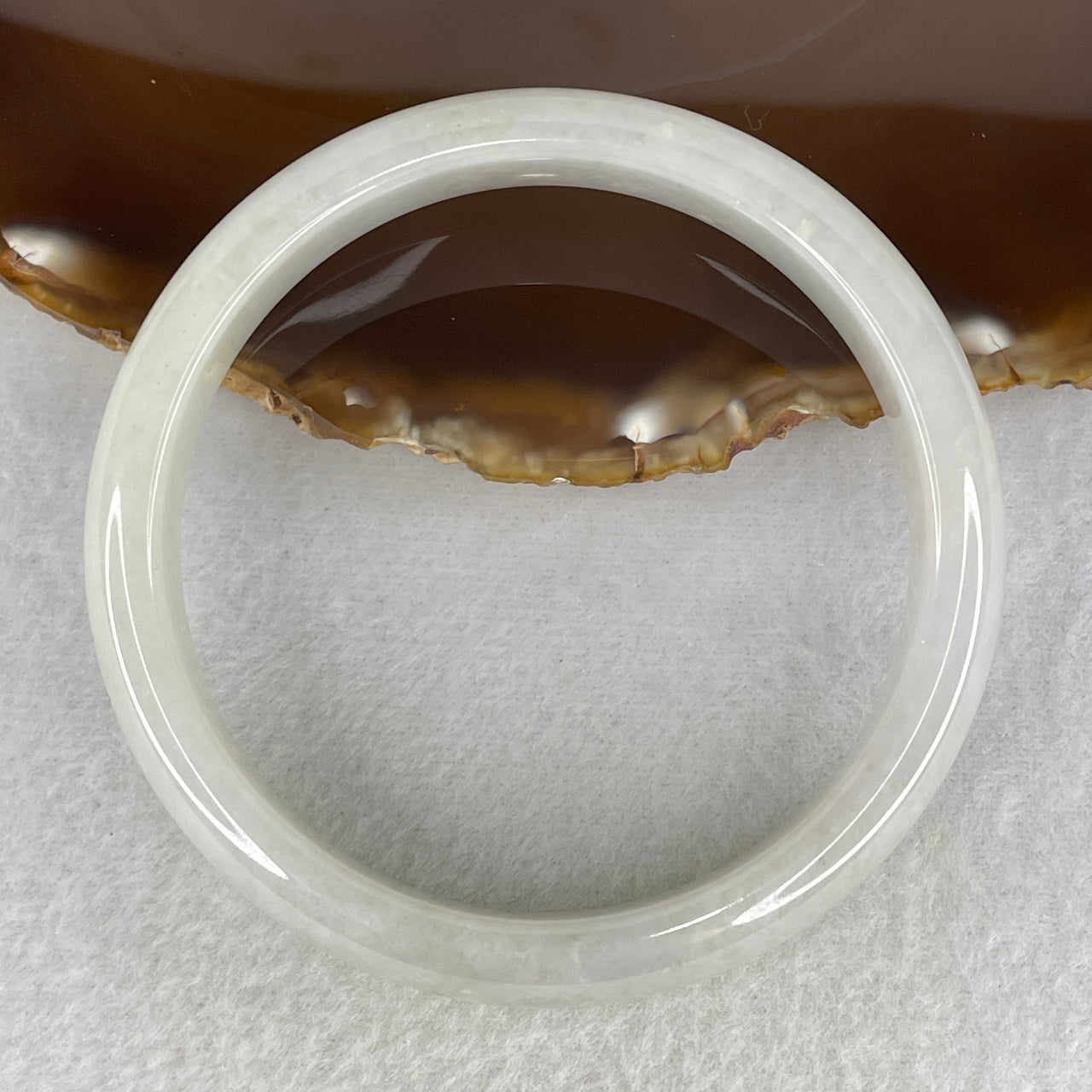 Natural Type A Translucent Multicolor Jadeite Bangle | 65.3mm Faint Green & Faint Lavender with Snowy White Spots | Close to Perfect "Chun Dai Cai" Round Wrist Heirloom (63.02g 13.0x7.8mm)
