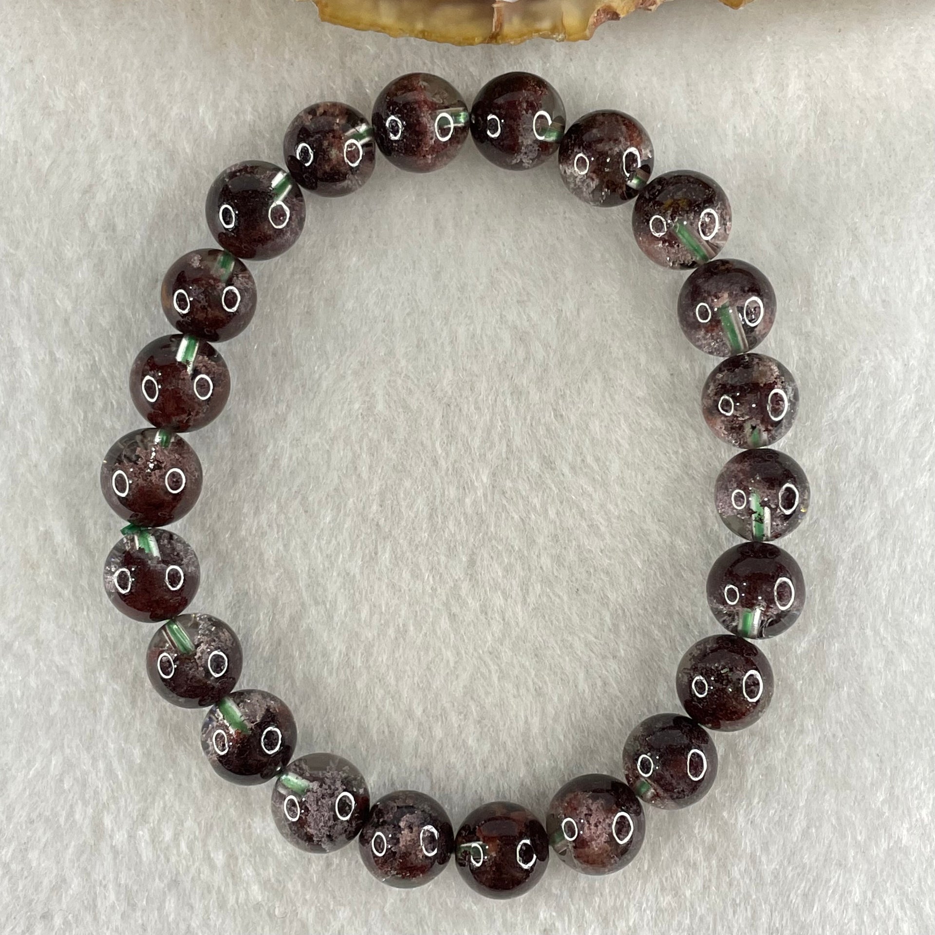 Good Grade Natural Red Phantom Quartz Beads Bracelet 19.21g 15.5cm 8.8mm 22 Beads - Huangs Jadeite and Jewelry Pte Ltd