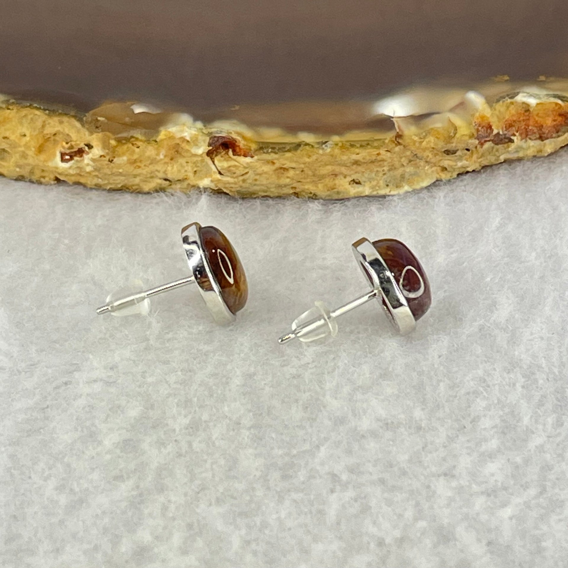 Good Grade Natural Auralite 23 S925 Silver Earrings 1.92g 8.9 by 6.9 by 4.0mm - Huangs Jadeite and Jewelry Pte Ltd