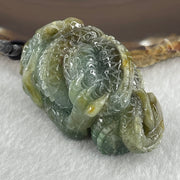 Type A Green with Yellow Patches Jadeite Dragon Pendant 97.19g 57.7 by 34.2 by 34.4mm - Huangs Jadeite and Jewelry Pte Ltd