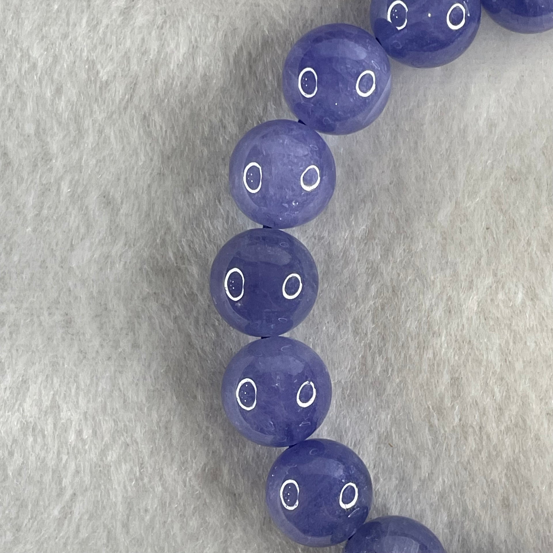 Good Grade Natural Blue Tanzanite Beads Bracelet 39.53g 16.5cm 10.7mm 19 Beads - Huangs Jadeite and Jewelry Pte Ltd