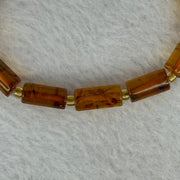 Natural Blood Flower Amber Lulutong Bracelet 天然血花琥珀手链 4.98g 15.5cm 12.6 by 6.0mm 13 Beads - Huangs Jadeite and Jewelry Pte Ltd