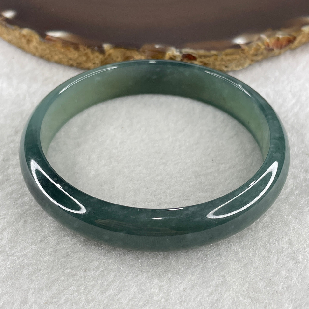 Certified Type A Semi Icy Blueish Green Jadeite Bangle 39.74g inner diameter 59.3mm 12.1 by 6.1mm (Close to Perfect) - Huangs Jadeite and Jewelry Pte Ltd