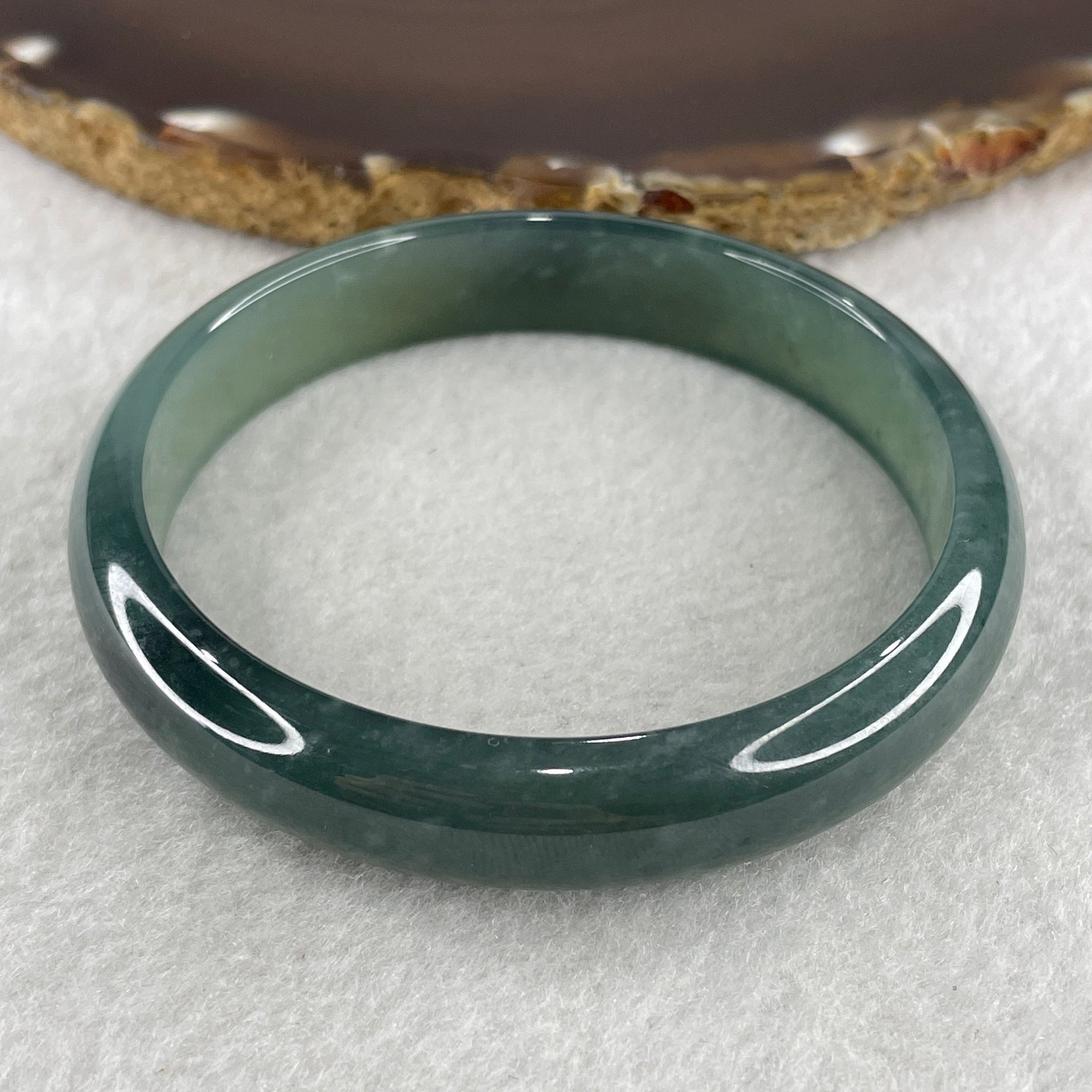 Certified Type A Semi Icy Blueish Green Jadeite Bangle 39.74g inner diameter 59.3mm 12.1 by 6.1mm (Close to Perfect) - Huangs Jadeite and Jewelry Pte Ltd