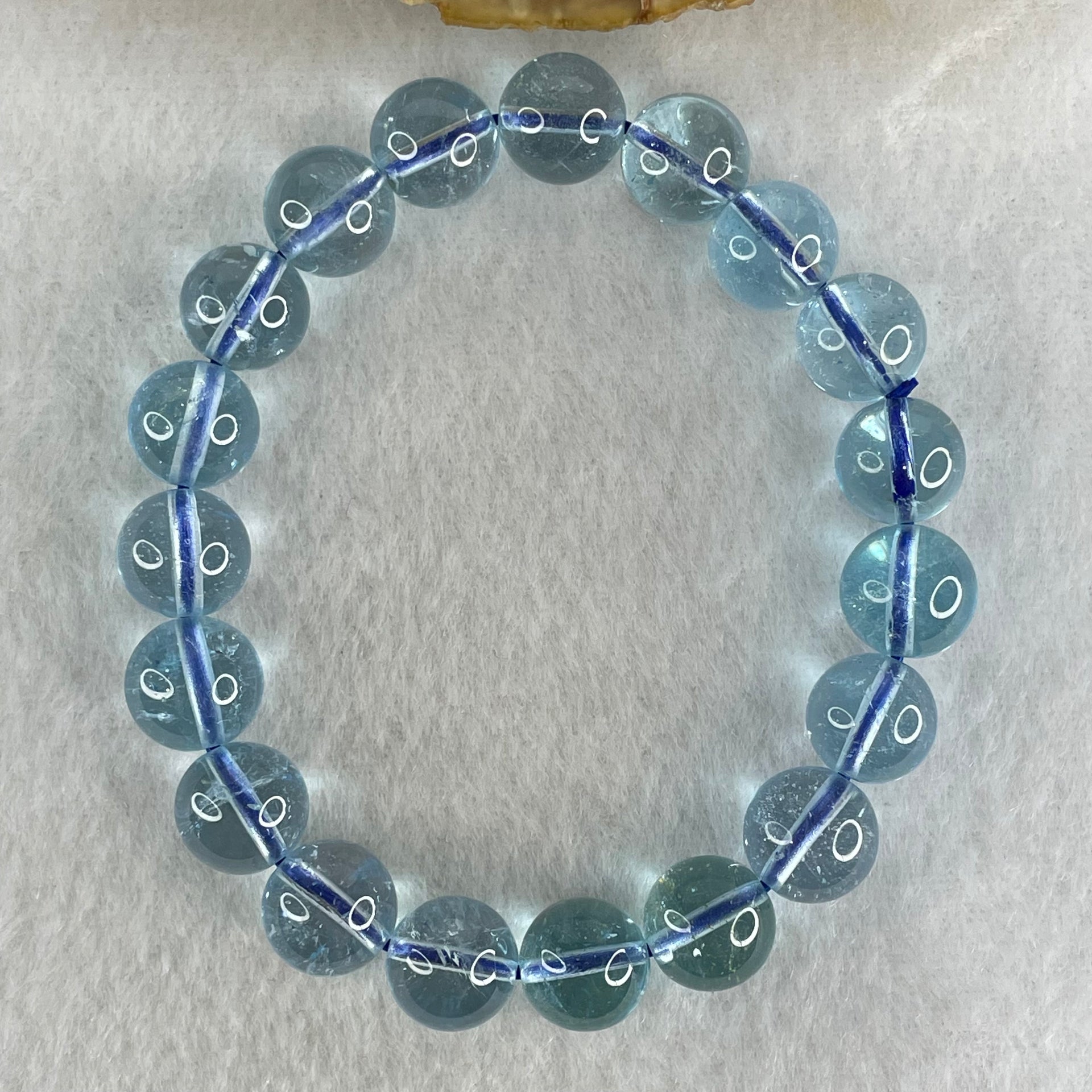 Good Grade Natural Blue Topaz Beads Bracelet 36.55g 15cm 10.3mm 19 Beads - Huangs Jadeite and Jewelry Pte Ltd