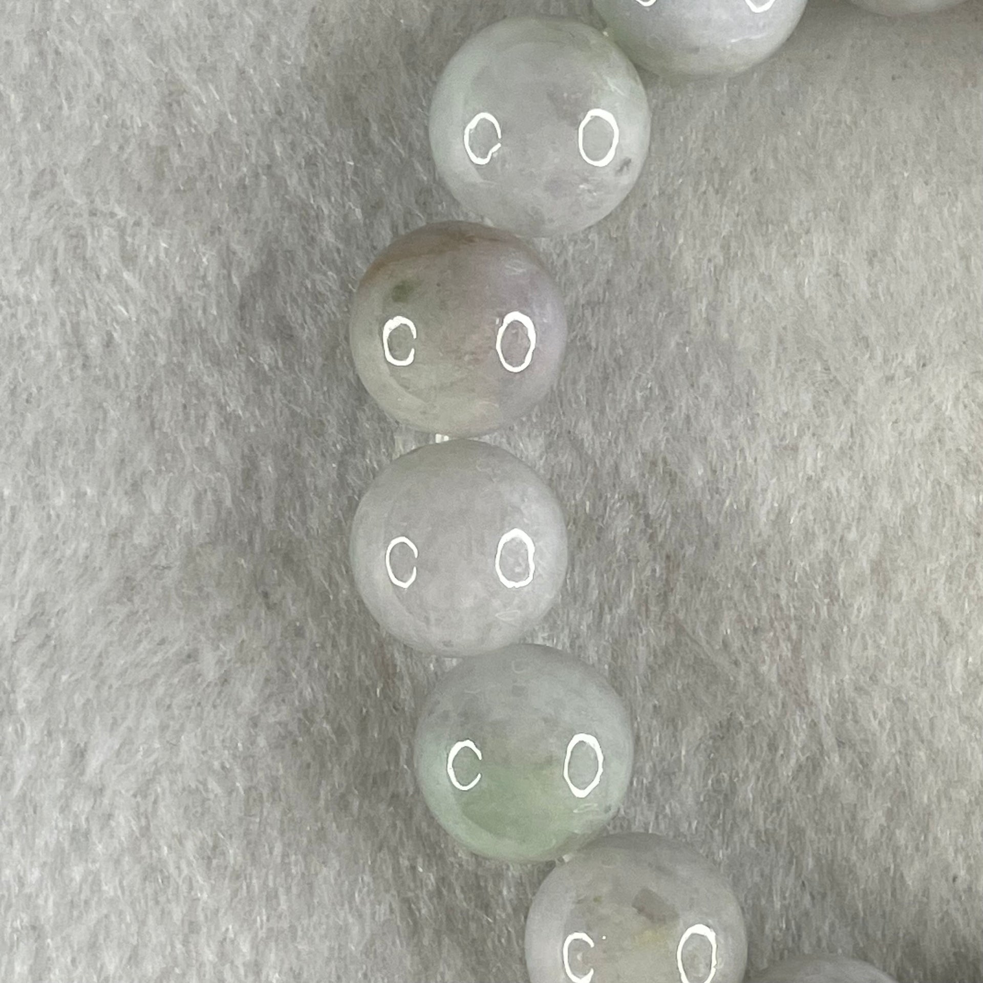 Type A Light Green with Slight Light Lavender Jadeite Beads Bracelet 47.83g 15cm 12.1mm 16 Beads - Huangs Jadeite and Jewelry Pte Ltd