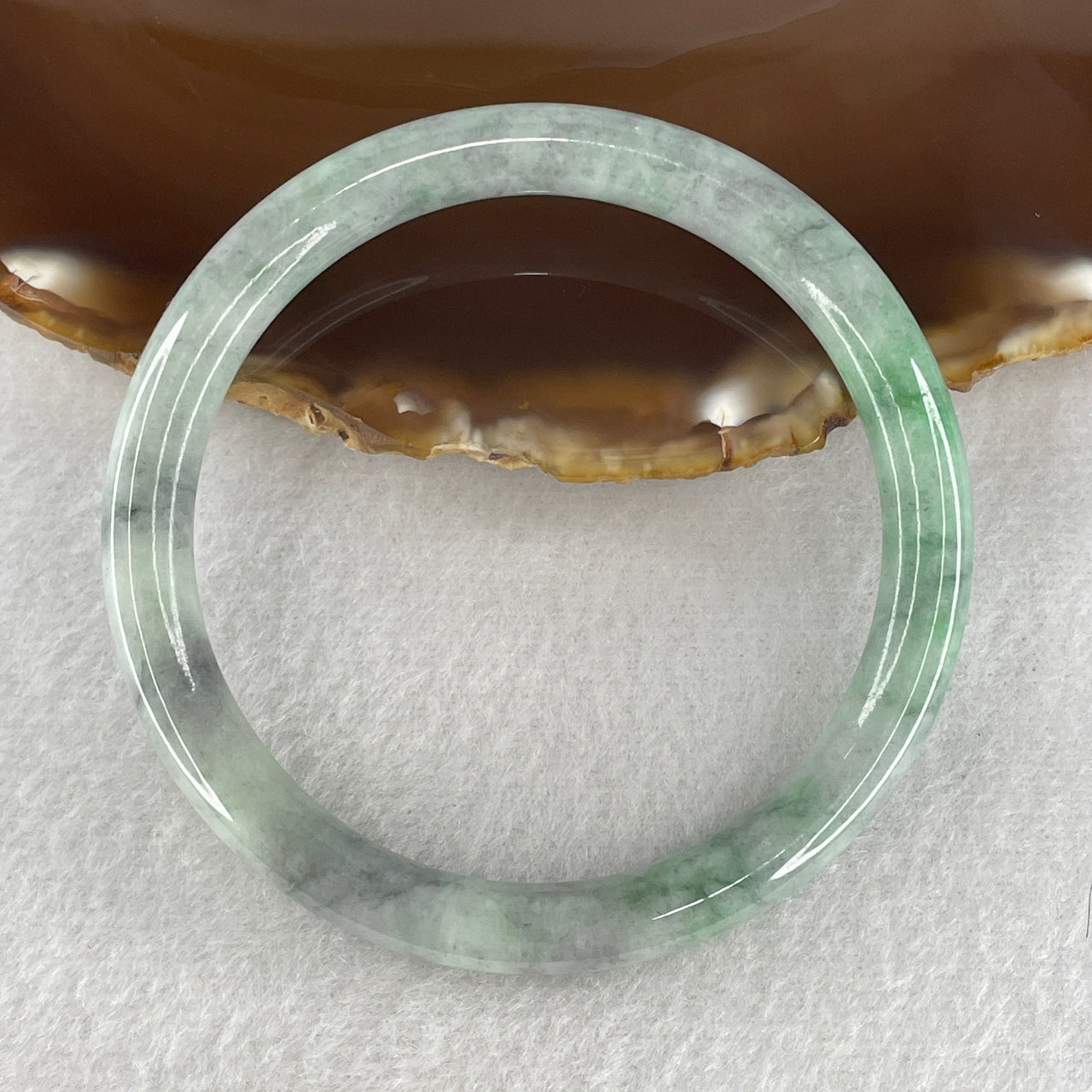 Natural Type A Jadeite Bangle | Light & Dark Blueish Green Piao Hua Floating Flower Jade (29.51g, 55.8mm Inner Diameter)