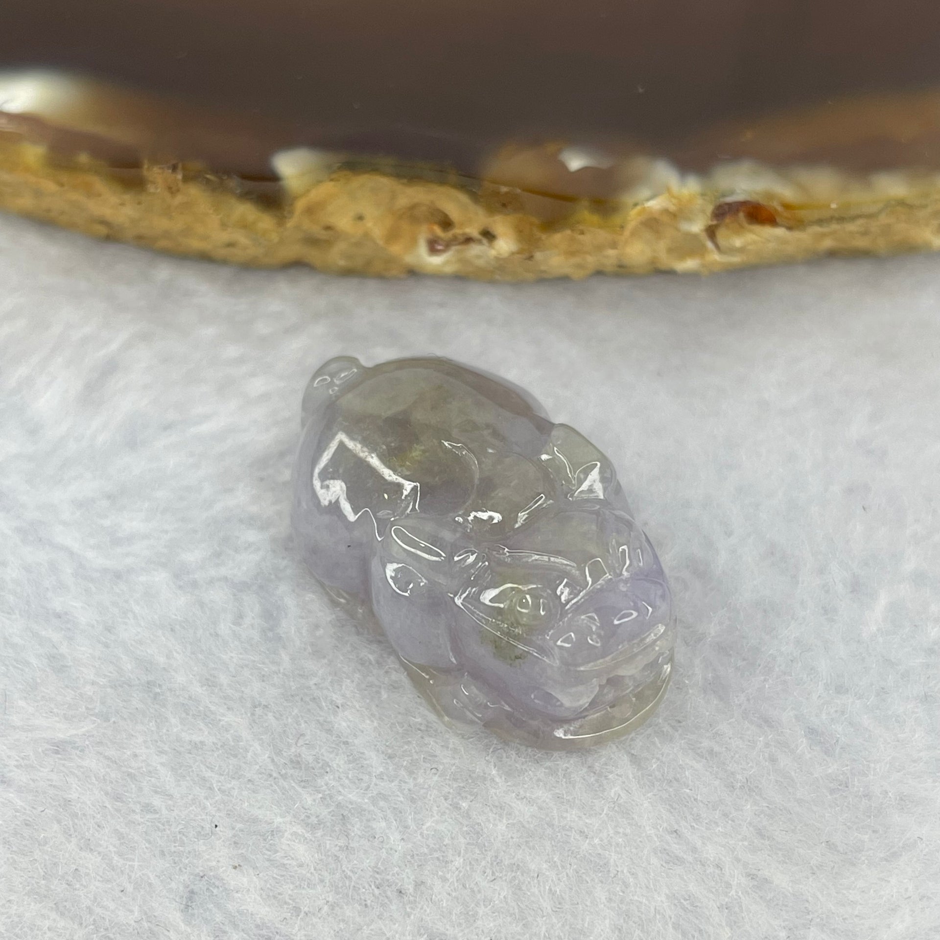 Type A Jelly Deep Lavender with Brown Jadeite Pixiu Pendent A货深紫色带棕色翡翠貔貅牌 8.84g 24.7 by 16.9 by 11.1 mm - Huangs Jadeite and Jewelry Pte Ltd