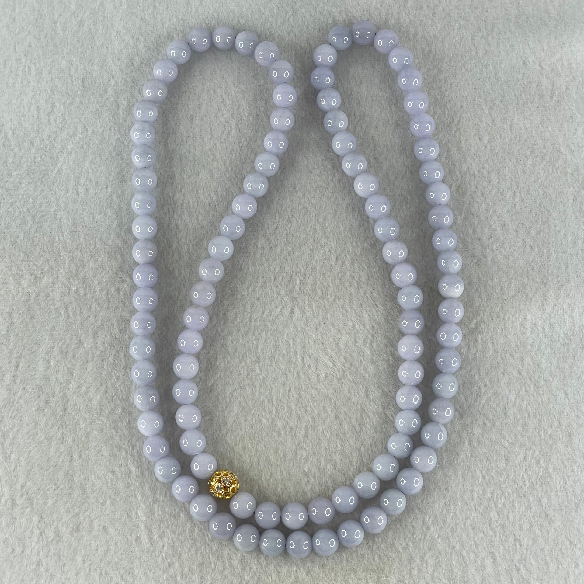 Type A Full Lavender Jadeite Beads Necklace 57.74g 66cm 7.0mm 98 Beads - Huangs Jadeite and Jewelry Pte Ltd
