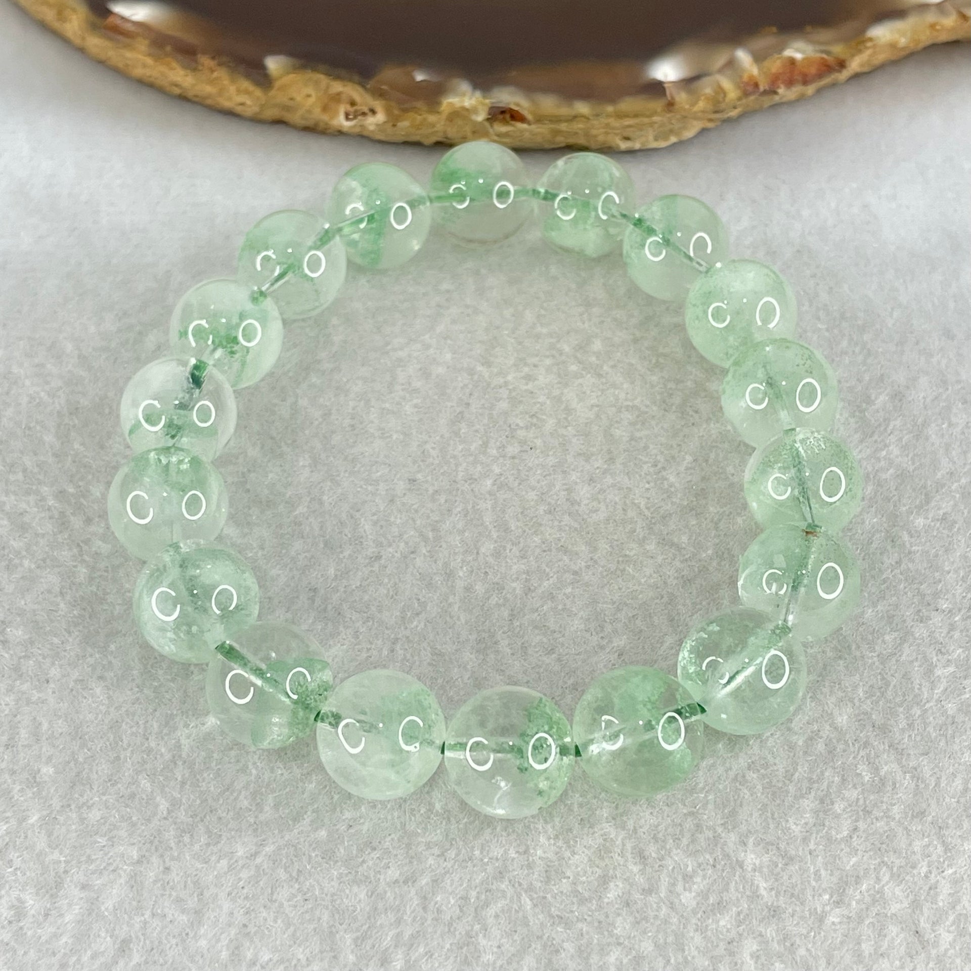 Special Grade Natural Green Phantom Quartz Bracelet 34.91g 17cm 11.3mm 18 Beads - Huangs Jadeite and Jewelry Pte Ltd