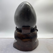 Natural Deep Purple Amethyst Egg with Wooden Stand Display 7,662.7g 190.0 by 185.0 by 300.0mm - Huangs Jadeite and Jewelry Pte Ltd