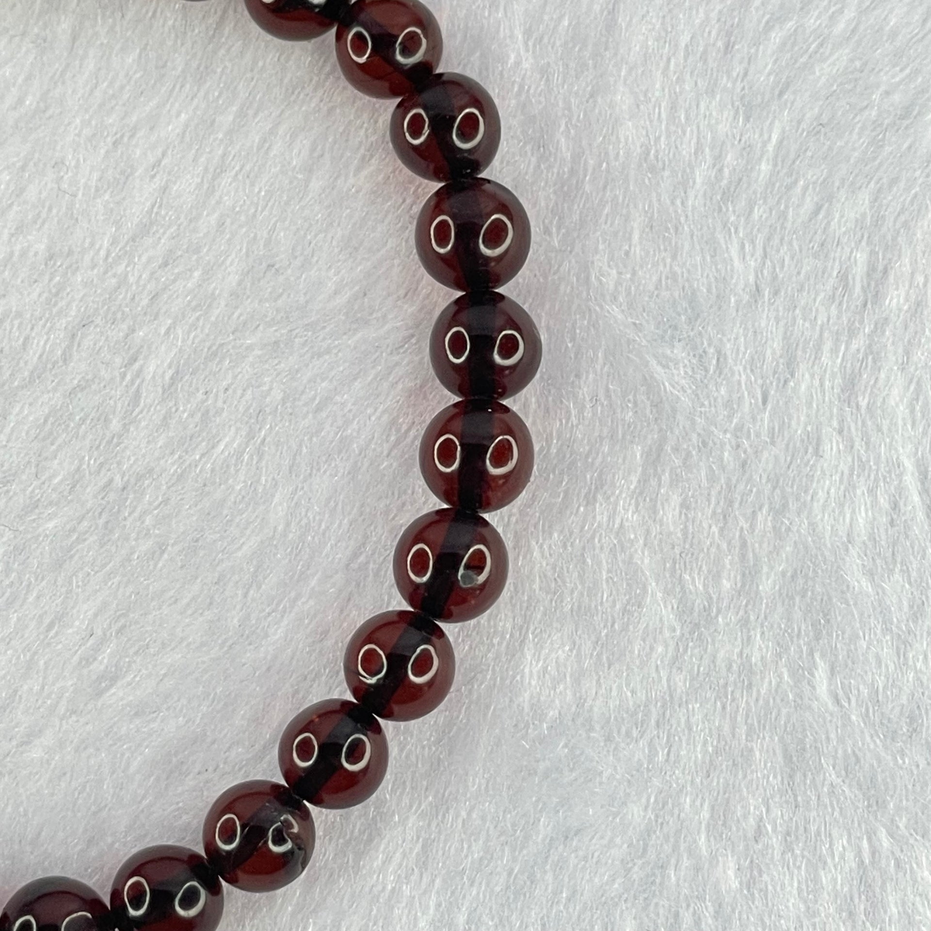 Natural Dark Blood Red Amber Beads Bracelet 天然血珀手链 4.86g 15.5cm 6.2mm 28 Beads - Huangs Jadeite and Jewelry Pte Ltd