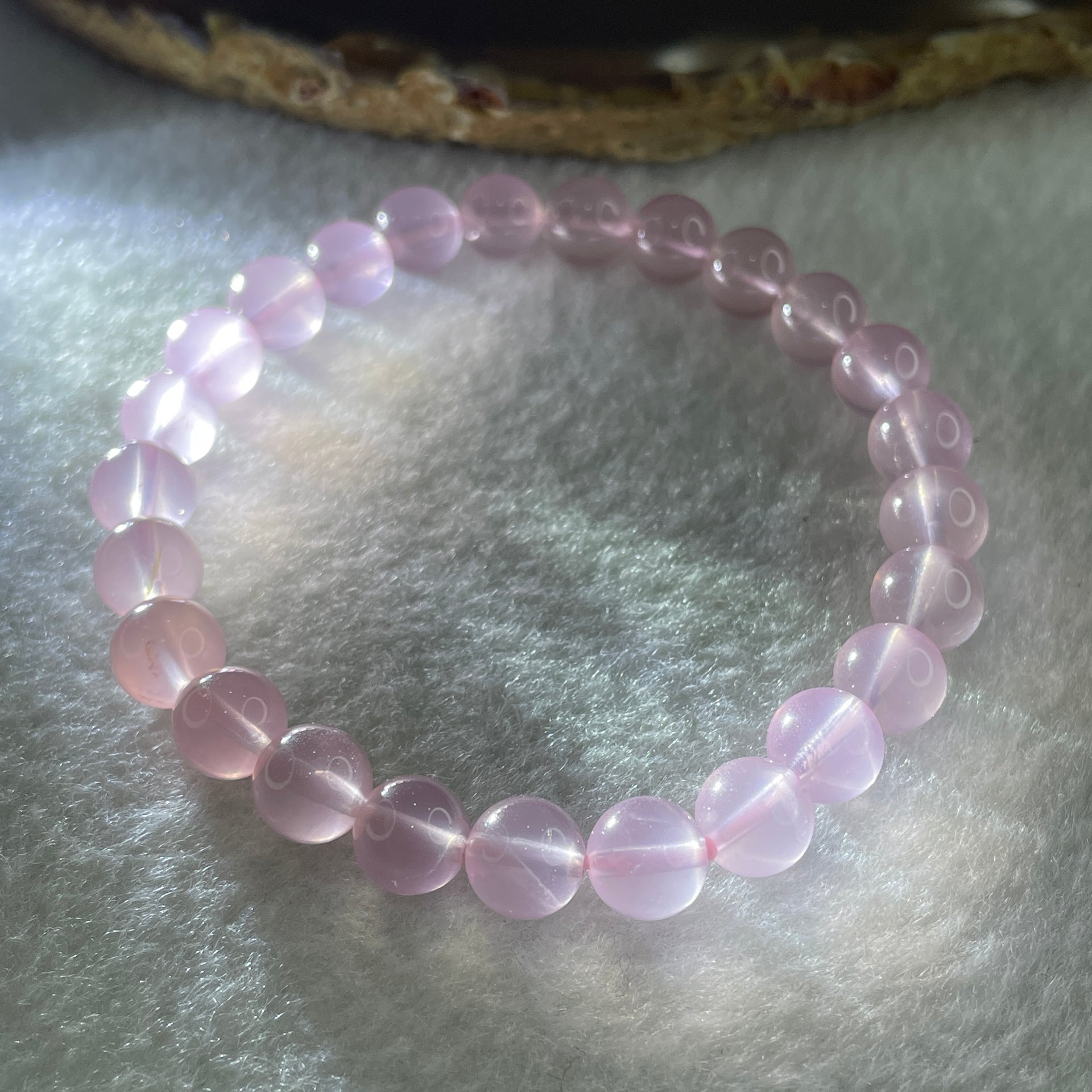 Natural Rose Quartz Beads Bracelet 15.99g 16cm 7.9mm 25 Beads - Huangs Jadeite and Jewelry Pte Ltd