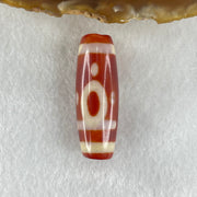 Natural Powerful Tibetan Old Oily Red White Agate One Eye Earth Element Dzi Bead Heavenly Master (Tian Zhu) 一眼土元素天珠 10.59g 37.8 by 13.3mm - Huangs Jadeite and Jewelry Pte Ltd