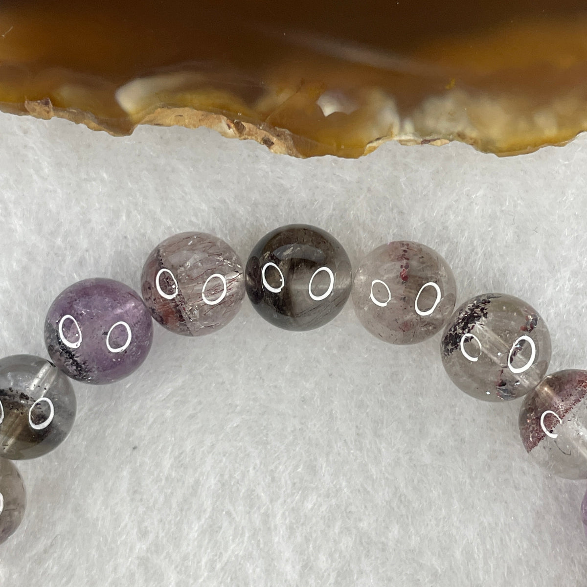 Certified Good Grade Natural Black Super 7 Crystal Beads Bracelet | 16.5cm Strand of 22 Beads 9.2mm (23.11g | Root Grounding, Manifestation & Aura Shield)