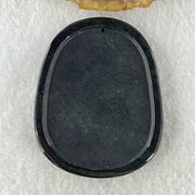 Type A Opaque to Partial Translucent Black Omphacite Jadeite Pixiu Pair with Bamboo Pendant 24.47g 53.7 by 43.2 by 8.4mm - Huangs Jadeite and Jewelry Pte Ltd