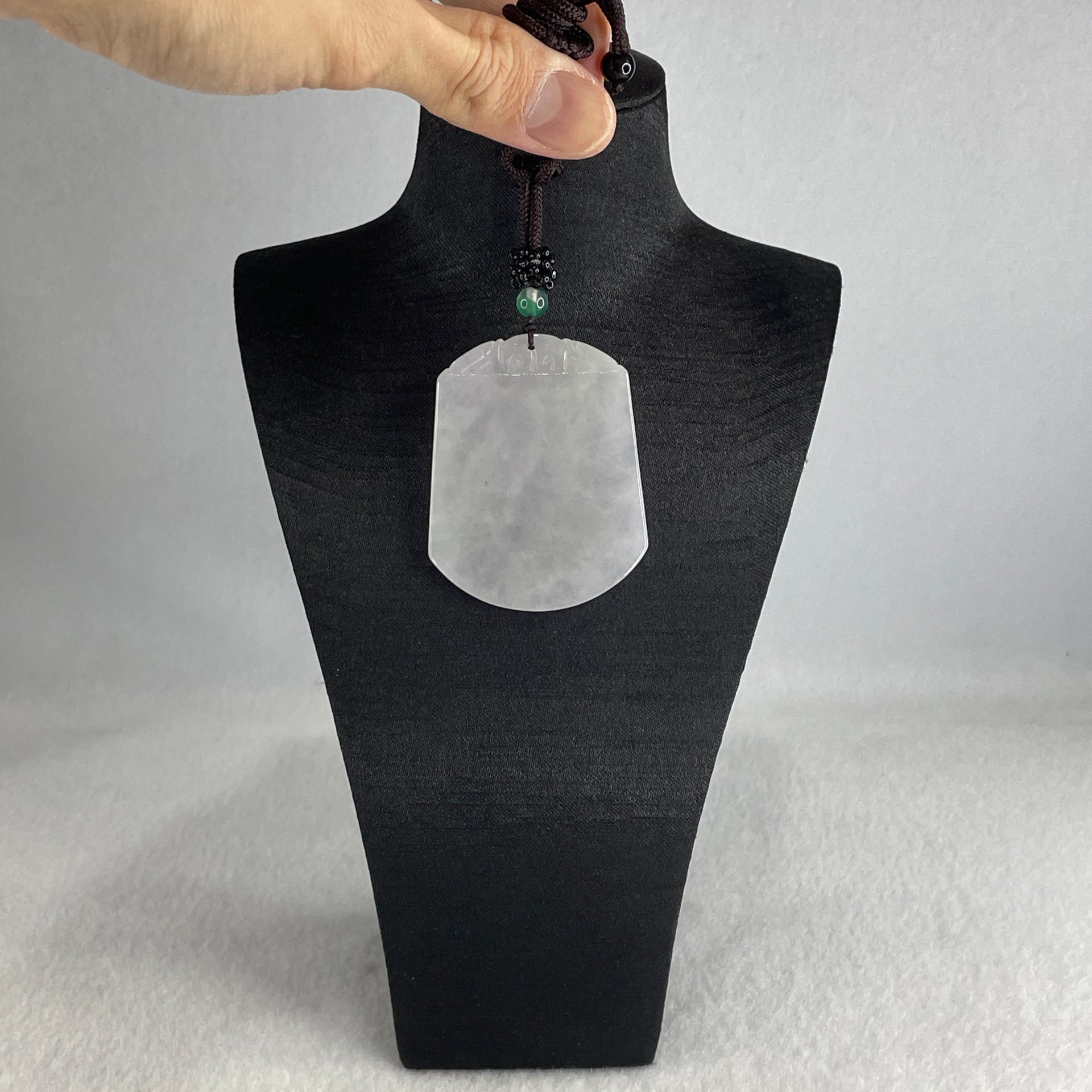 Natural Type A Lavender Jadeite Wu Shi Pai Pendant 26.80g 53.4 by 42.1 by 3.8mm - Huangs Jadeite and Jewelry Pte Ltd