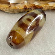 Natural Powerful Tibetan Old Oily Agate 3 Eyes Dzi Bead Heavenly Master (Tian Zhu) 三眼天诛 9.46g 30.0 by 14.3mm - Huangs Jadeite and Jewelry Pte Ltd