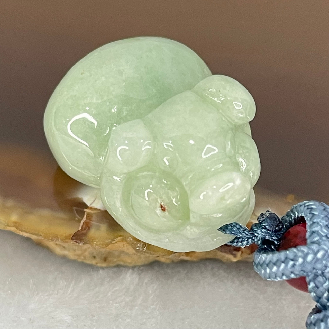 Type A Green Jadeite Pig Pendant 10.29g 21.7 by 16.9 by 11.8mm - Huangs Jadeite and Jewelry Pte Ltd