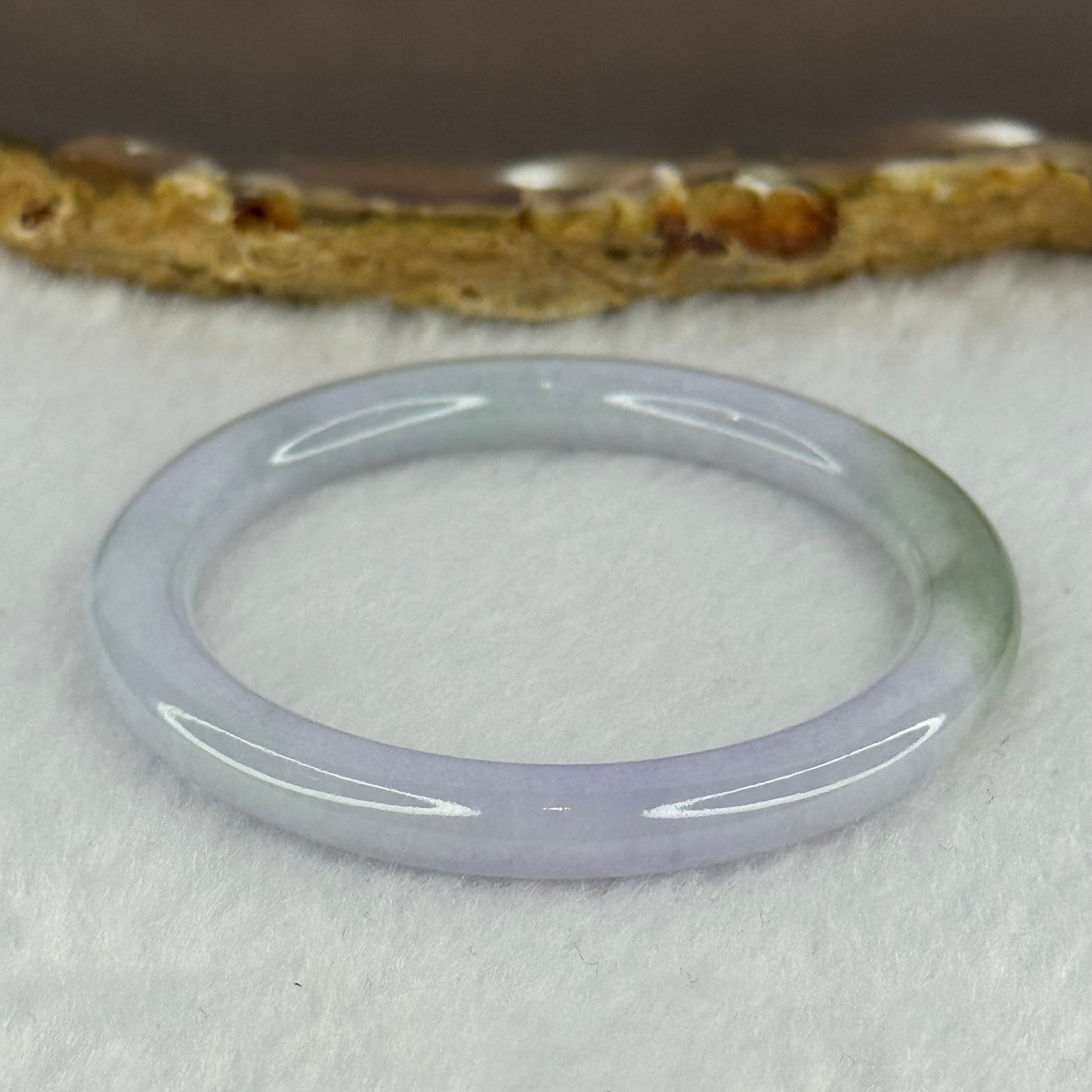 Type A Lavender with Green Patch Jadeite Bangle 15.28g Internal Diameter 42.7mm 5.7 by 6.3mm - Huangs Jadeite and Jewelry Pte Ltd