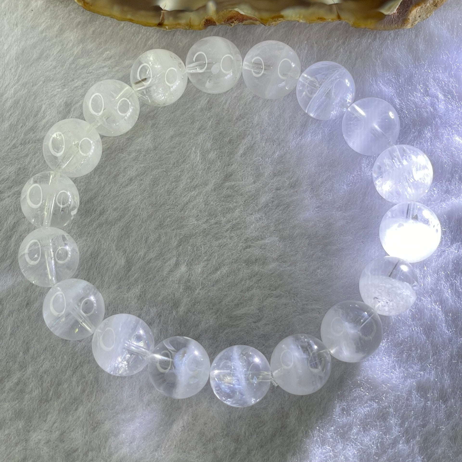 Natural White Phantom Quartz Beads Bracelet 39.95g 18cm 11.9mm 18 Beads - Huangs Jadeite and Jewelry Pte Ltd