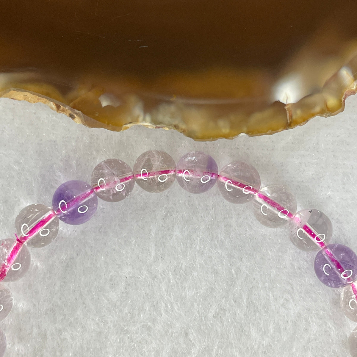 Certified Entry-Grade Natural Super 7 Crystal Beads Bracelet | Ultra-Sleek Delicate Layering Strand | Authentic Sacred Seven Multi-Mineral Inclusions Quartz Spiritual Catalyst & Auric Shield Bracelet (11.82g | 15.5cm Length | 6.8mm | 28 Beads)