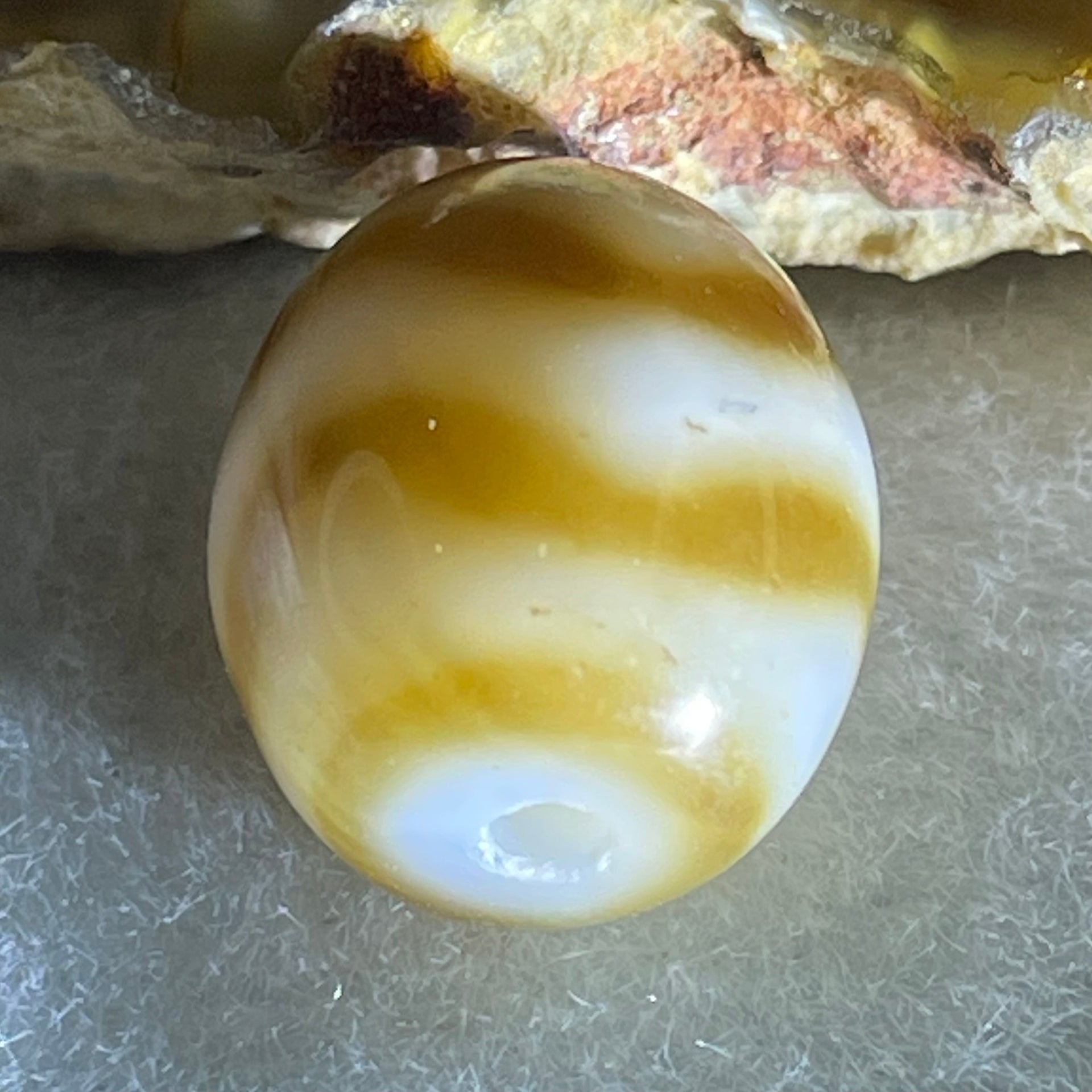 Natural Powerful Tibetan Old Oily Agate Water Wave Daluo Amulet (Tian Zhu) Dzi Bead 2.81g 13.5 by 12.1mm - Huangs Jadeite and Jewelry Pte Ltd