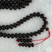 Natural Red Black Flower Amber Beads Necklace 天然琥珀项链 21.83g 62cm 7.5 by 6.0mm 1 Beads 7.4mm 108 Beads - Huangs Jadeite and Jewelry Pte Ltd