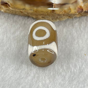 Natural Powerful Tibetan Old Oily Dark Brown With White Agate 3 Eyes Dzi Bead Heavenly Master (Tian Zhu) 三眼天诛 3.10g 15.6 by 10.6mm - Huangs Jadeite and Jewelry Pte Ltd