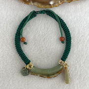 Natural Type A Brownish with Green Jadeite Flowers with Gold Fish and Bag Charms Bracelet 12.29g 17cm 7.0 by 10.9mm - Huangs Jadeite and Jewelry Pte Ltd