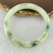 Type A Light Green with Moss Green Piao Hua Jadeite Bangle Internal Diameter 55.6mm 41.97g 10.4 by 7.6mm ( Very Slight External Rough + Internal Lines) - Huangs Jadeite and Jewelry Pte Ltd