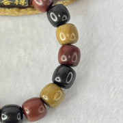 Natural Mixed Color Rose Wood Beads Bracelet 多宝珠小叶紫檀黑檀金丝楠手链 23.73g 18cm 12.1mm 16 Beads - Huangs Jadeite and Jewelry Pte Ltd