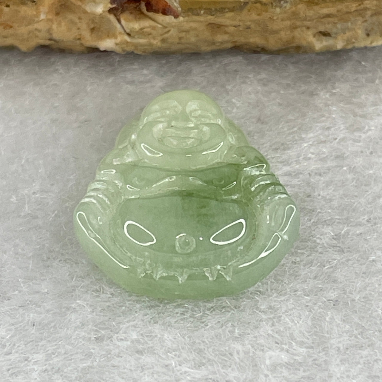 "The Radiant Soul" | Natural Green Type A Jadeite Laughing Buddha – A Talisman for Infinite Wealth and Joy 2.55g 17.6 by 15.1 by 5.5mm