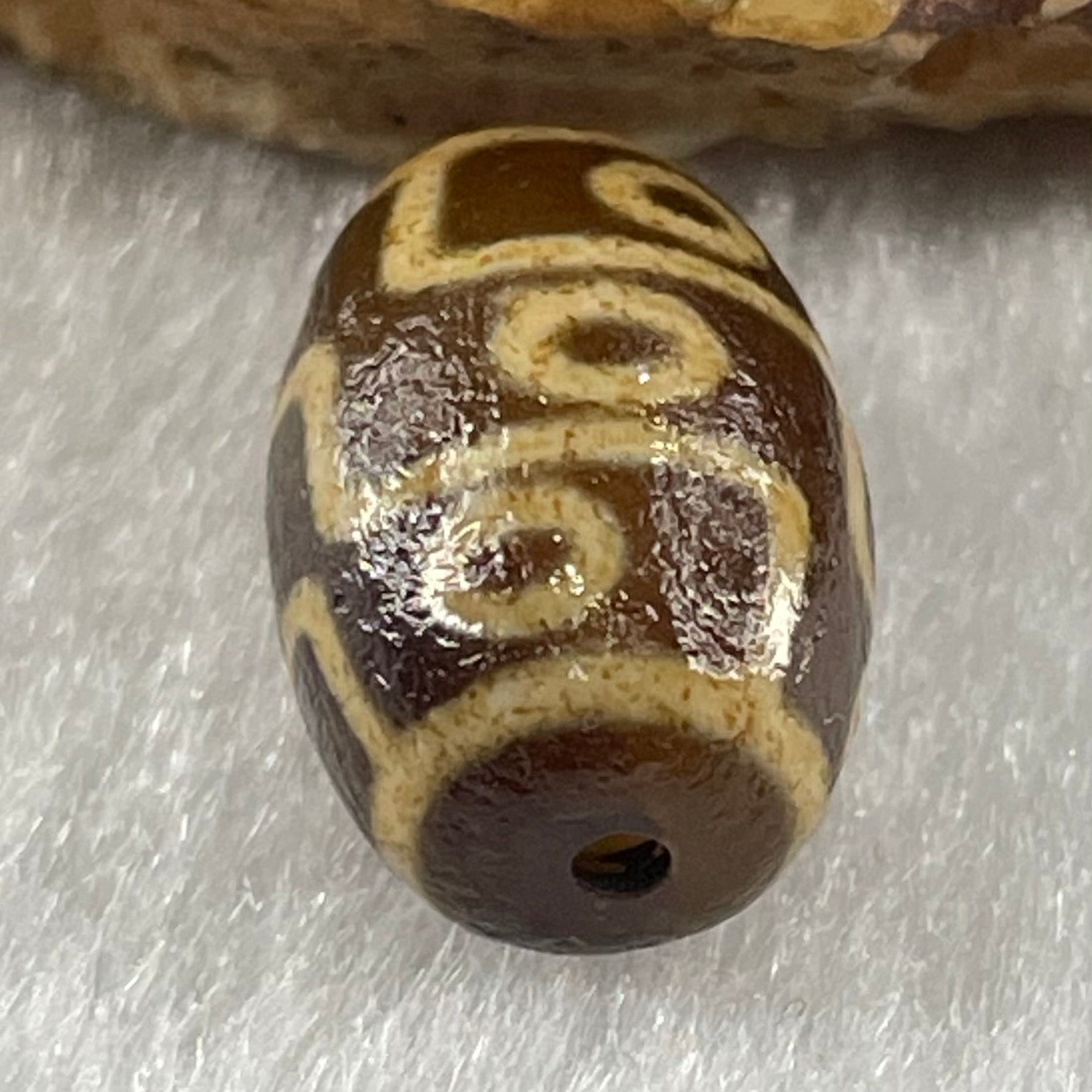 Natural Powerful Tibetan Old Oily Agate 9 Eyes Dzi Bead Heavenly Master (Tian Zhu) 九眼天诛 2.06g 13.8 by 10.0mm - Huangs Jadeite and Jewelry Pte Ltd