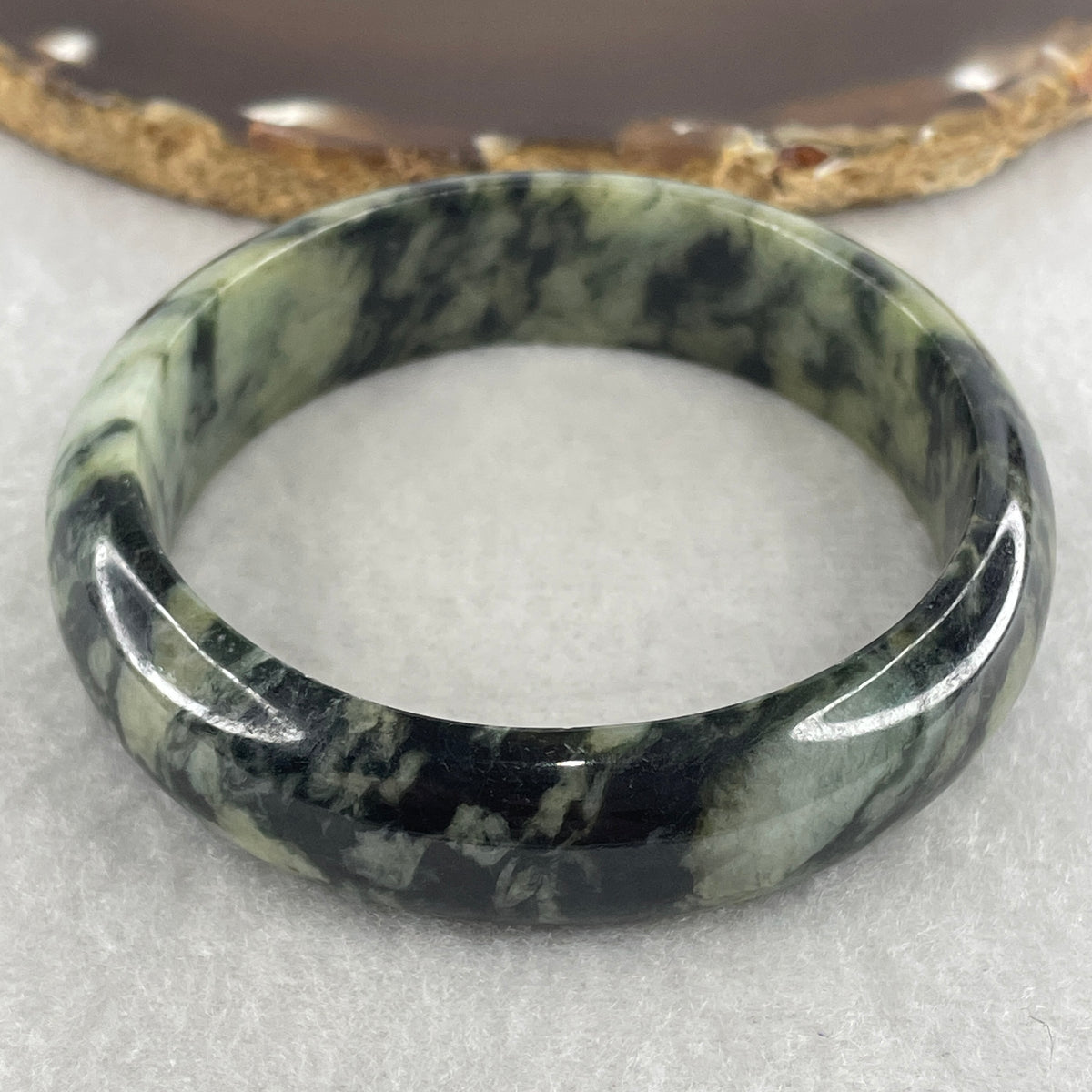 Natural Type A Wuji Black with Yellowish Green Jadeite Bangle | (56.38g | 55.1mm ID | 16.0 x 7.8mm | Close to Perfect | Yin-Yang Harmony & Sovereign Wealth Anchor, Feng Shui Protection & Statement Bangle) - Huangs Jadeite and Jewelry Pte Ltd