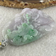 Type A Lavender with Spicy Green Patches Jadeite Lotus Flower and Double koi 51.34g 56.8 by 42.2 by 11.8mm - Huangs Jadeite and Jewelry Pte Ltd
