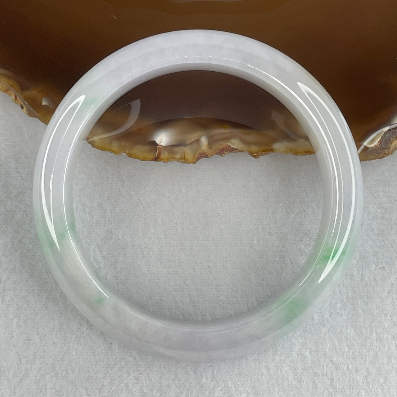 Natural Type A Multicolor Jadeite Bangle | 52.6mm Light Lavender with Emerald Green & Reddish Brown Patches | "Perfect" Grade Premium Luxury "Fei Cui" Round Wrist Heirloom (50.03g 12.8x7.7mm)