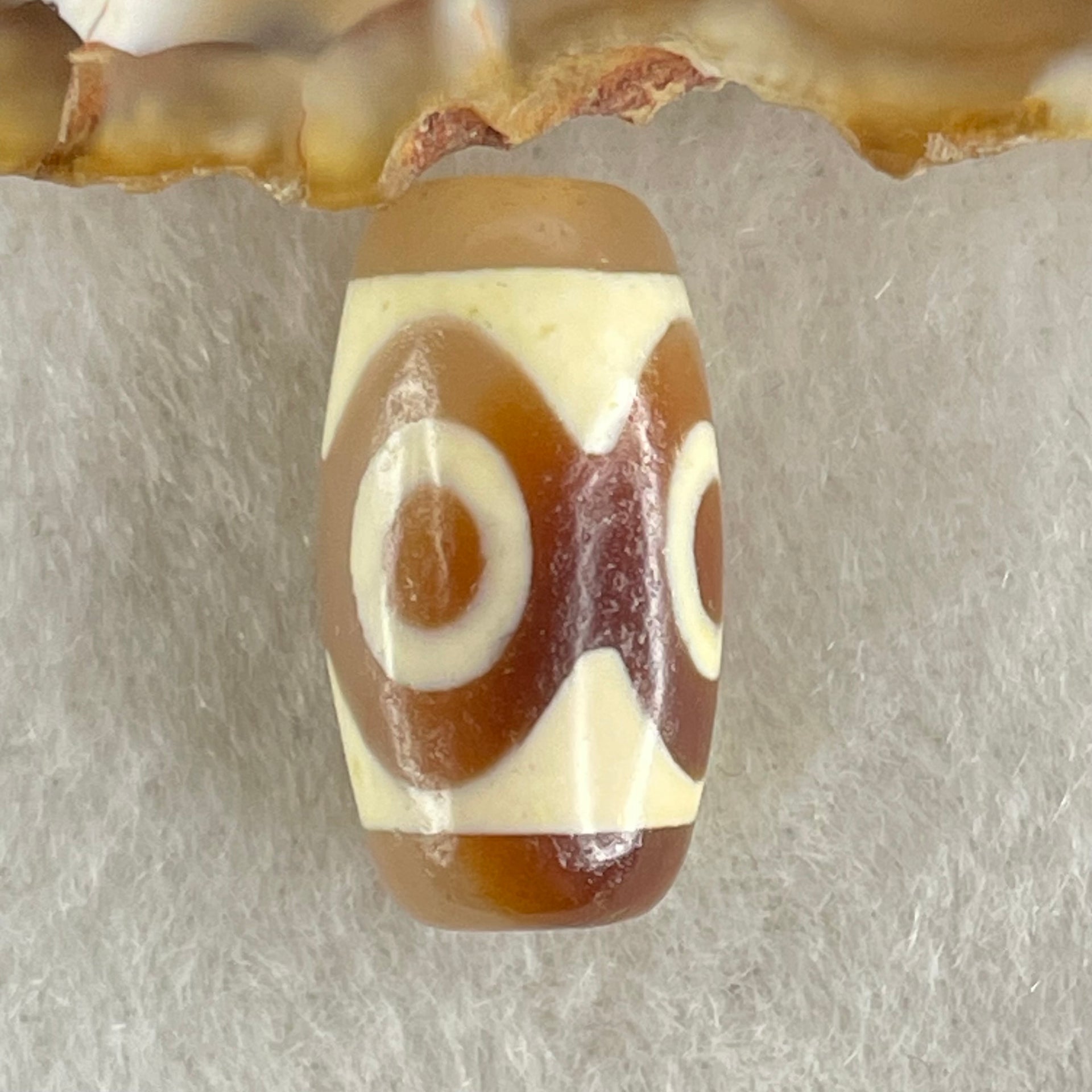 Natural Powerful Tibetan Old Oily Agate 3 Eyes Dzi Bead Heavenly Master (Tian Zhu) 三眼天诛 3.36g 19.9 by 10.6mm - Huangs Jadeite and Jewelry Pte Ltd