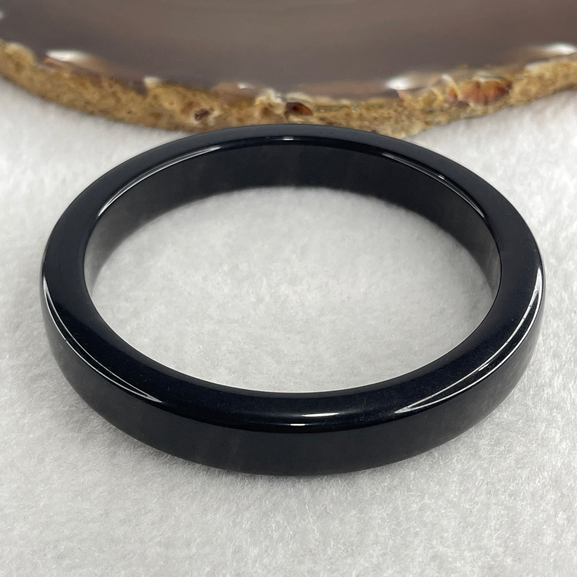 Natural Cats Eye Black Obsidian Bangle 53.73g Inner Diameter 58.3mm 11.6 by 12.2mm (Perfect) - Huangs Jadeite and Jewelry Pte Ltd